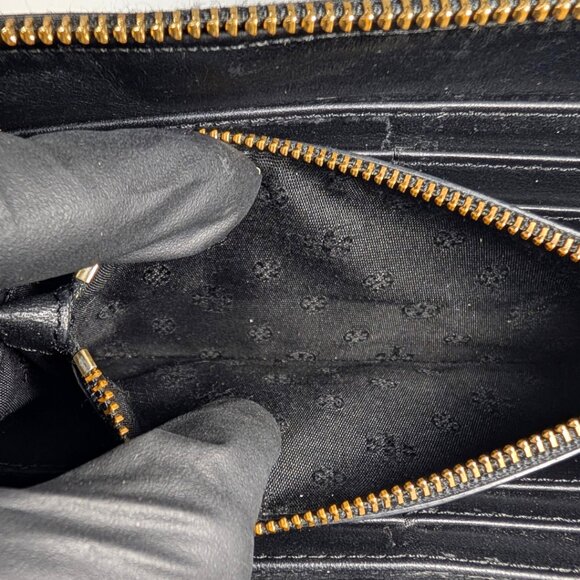 Tory Burch Black Patent Leather Large Zippy Continental Wallet w/Logo - Picture 7 of 10